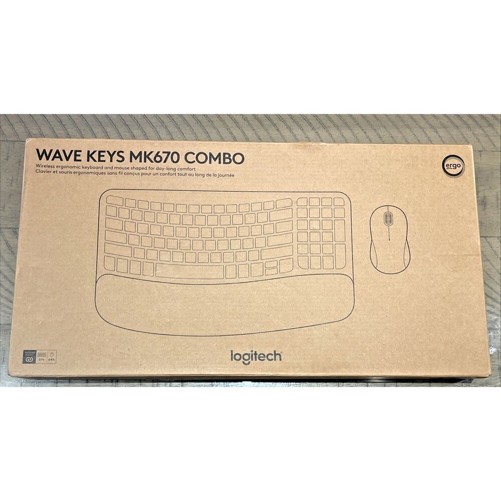 Logitech Wave Keys MK670 Wireless Ergonomic Keyboard Mouse Combo Graphite
